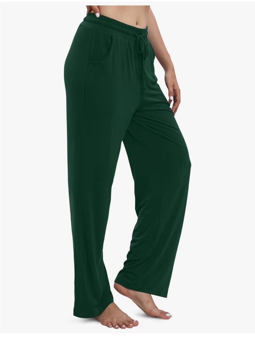 EXCHIC Women's Drawstring Casual Pants Stretchy Loose Straight Leg